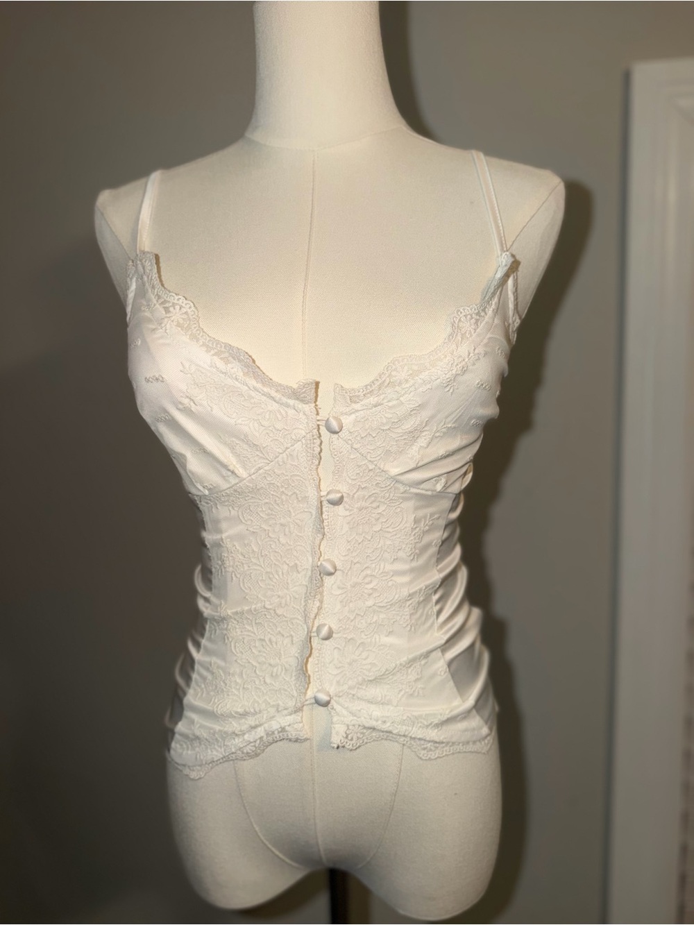 Princess Polly Ivory Lace Button-Front Cami